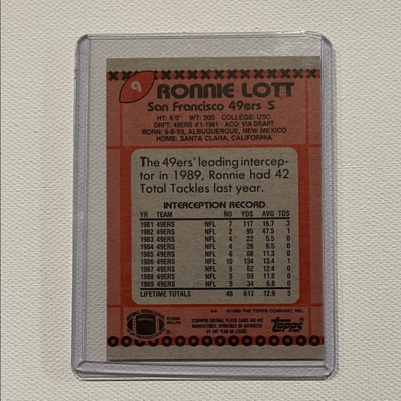 1990 Topps Ronnie Lott & Passing Leaders (Montana / Esiason) with DISCLAIMER - Picture 3 of 7